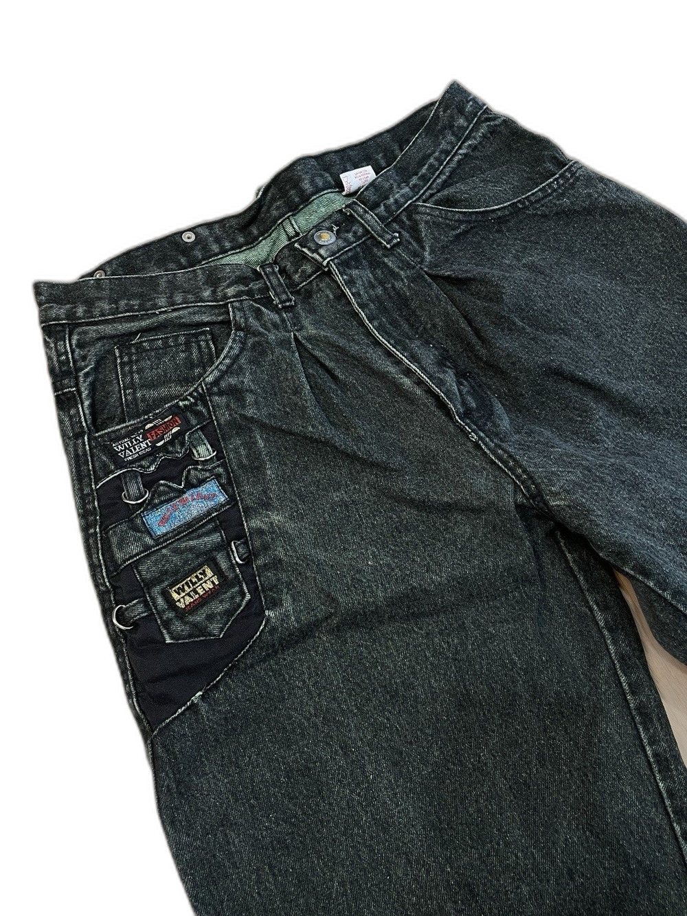 Vintage Willy Valent Acid Wash Jeans Womens 32 Relaxed Tapered High Rise Novelty